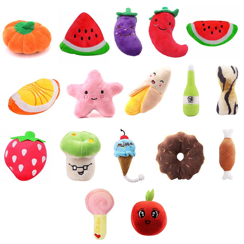Pet Toys Funny Cartoon Cute Fruit Bite Resistant Plush Squeaky Toy Pet Chew Toy For Cats Pet Interactive Supplies Pet Partner