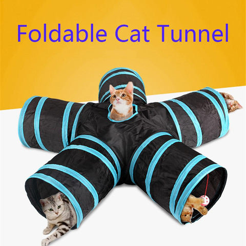 14 Styles Foldable  Pet Cat Tunnel 2/3/4/5 Holes Play Tubes Balls Collapsible Crinkle Kitten Toys Puppy Rabbit Play Tunnel Tubes