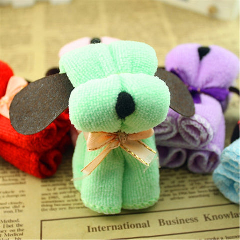 5pcs New Hot Sell Dog Shape Microfiber Towel Cottons Plain Washcloth Wedding Creative Present Pet Dogs Scarf Gifts Hand Towels